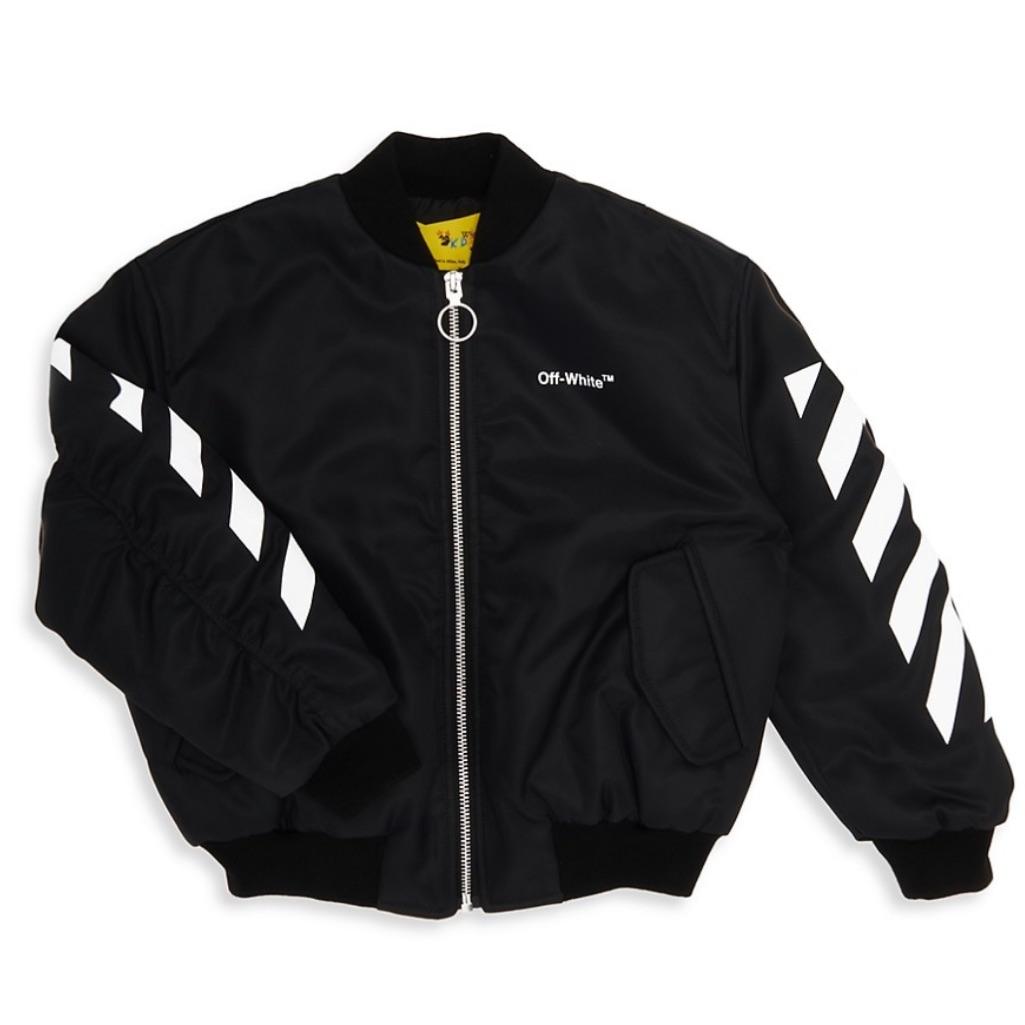 Nwt Off-White Helvetica Diagonal Nylon Bomber Jacket